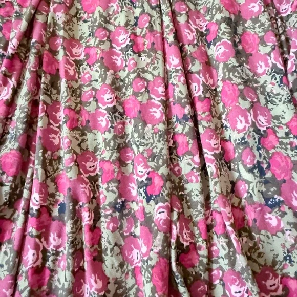 LuLaRoe Floral Midi Skirt - Pink and Green - Picture 2 of 4